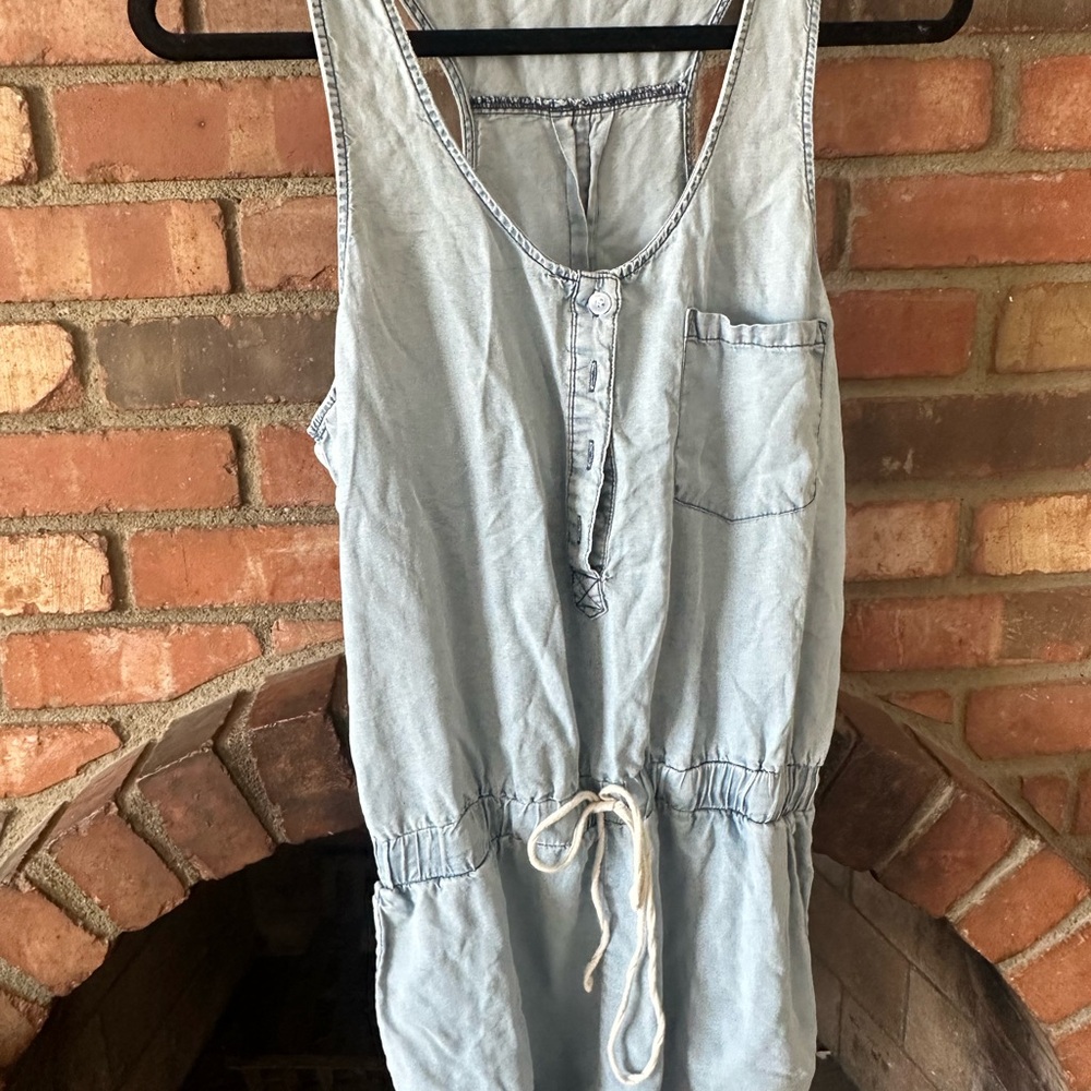 Pink Lily Light Blue Denim Romper